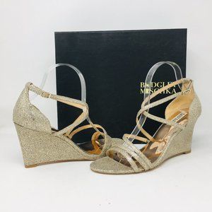 Badgley Mischka Bonanza Platinum Glitter Sandals